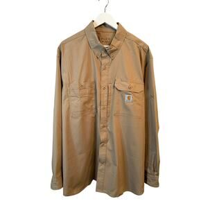 CATHARTT FORCE RELAXED FIT KHAKI LONG SLEEVE SHIRT SIZE 2XL